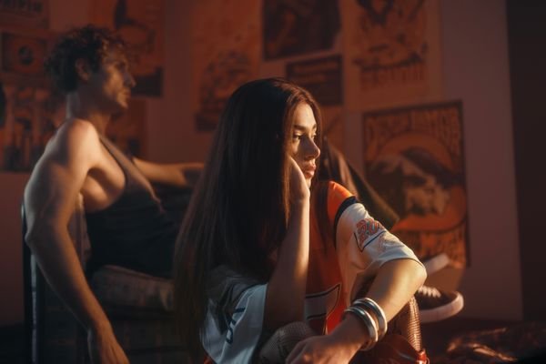 Couple in sunset lighting